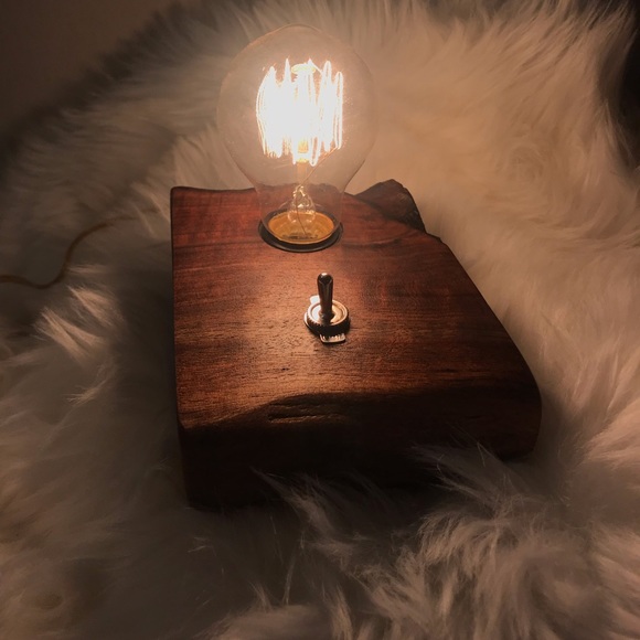 Vintage Other - Vintage Edison raw cut wood light